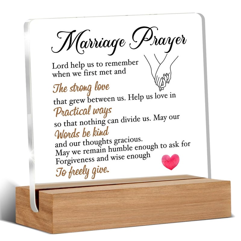 WEZADUK Wedding Gifts for Newlyweds, Bridal Shower Gifts, Engagement Gifts for Couples, Marriage Prayer Home Decorative Signs Plaque for Desk - Image 1
