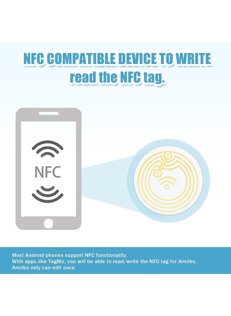 Suntown NFC 215 Cards, NTAG215 NFC Round Cards NFC 215 Card Tag Compatible with TagMo and Amiibo and NFC Enabled Mobile Phones and Devices (50 Pieces) - Image 3