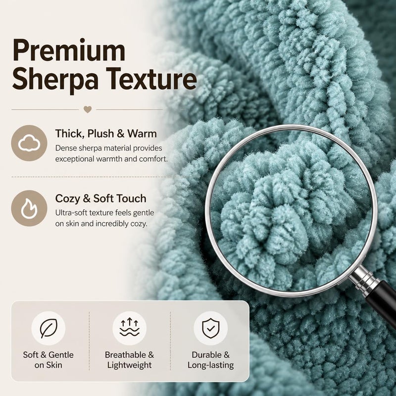 Reafort Sherpa Euro Sham Pillow Cover 26x26 Inch, Ultra Soft Plush Fluffy Decorative Throw Pillow Case with Hidden Zipper, Cozy Cushion Cover for Bed Couch Sofa (Blue 26"x26" Euro Sham) - Image 4