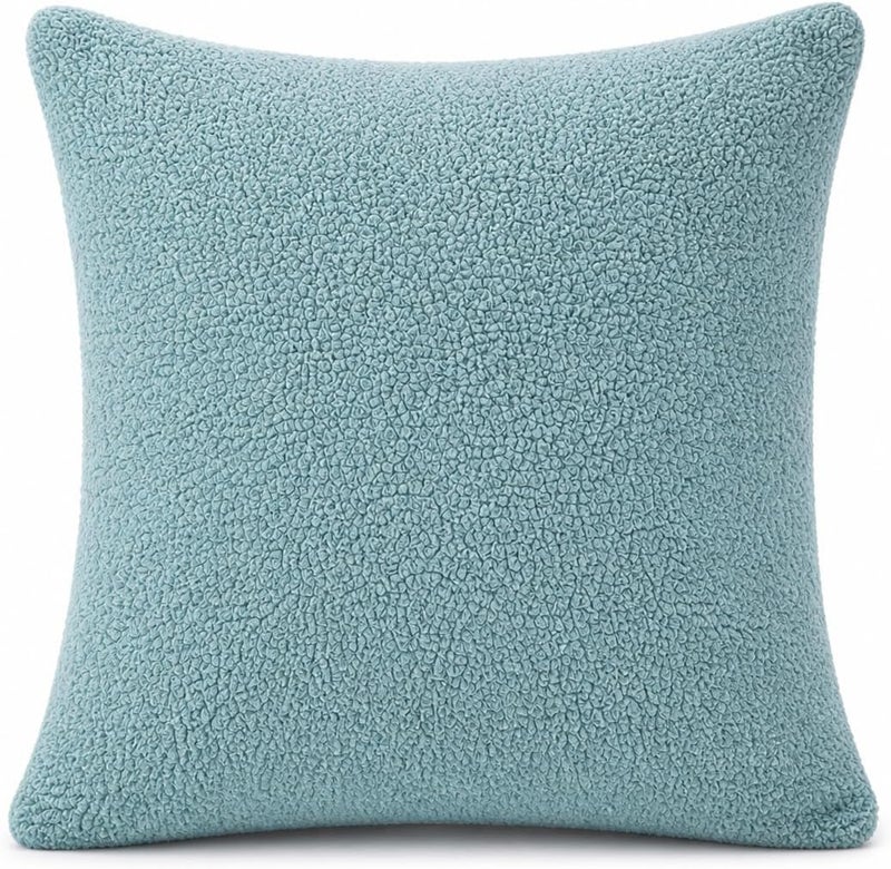 Reafort Sherpa Euro Sham Pillow Cover 26x26 Inch, Ultra Soft Plush Fluffy Decorative Throw Pillow Case with Hidden Zipper, Cozy Cushion Cover for Bed Couch Sofa (Blue 26"x26" Euro Sham) - Image 1