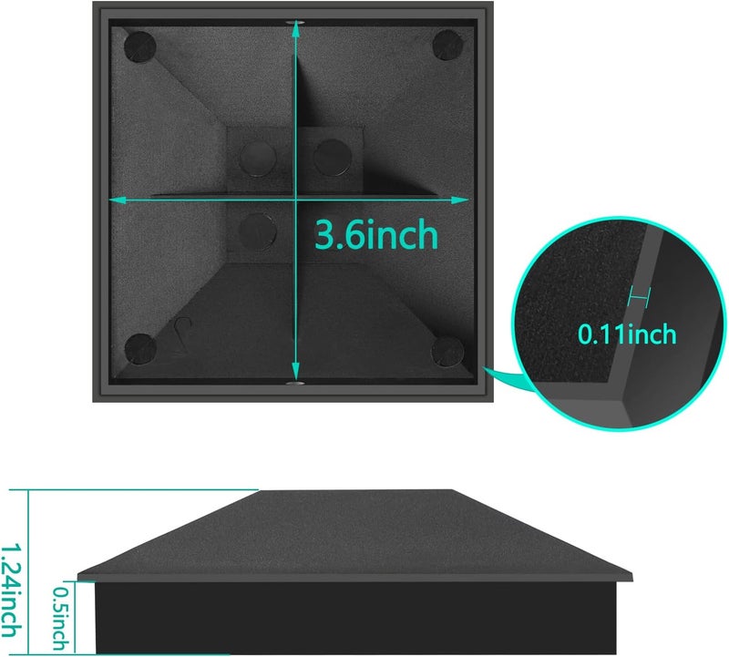 Eapele 4X4(3.5in x 3.5in) Wood Fence Post Caps, PP Plastic Water-Proof UV-Proof, Keep Post from Cracking and Rotting (4pcs, Black - Image 4