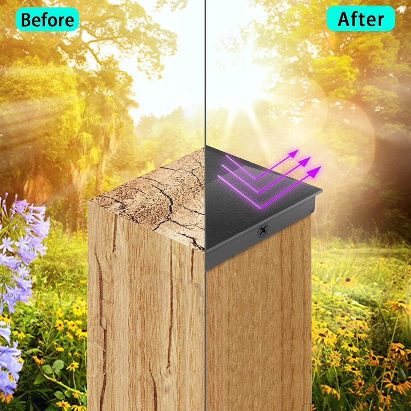 Eapele 4X4(3.5in x 3.5in) Wood Fence Post Caps, PP Plastic Water-Proof UV-Proof, Keep Post from Cracking and Rotting (4pcs, Black - Image 3