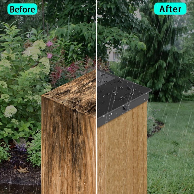 Eapele 4X4(3.5in x 3.5in) Wood Fence Post Caps, PP Plastic Water-Proof UV-Proof, Keep Post from Cracking and Rotting (4pcs, Black - Image 2