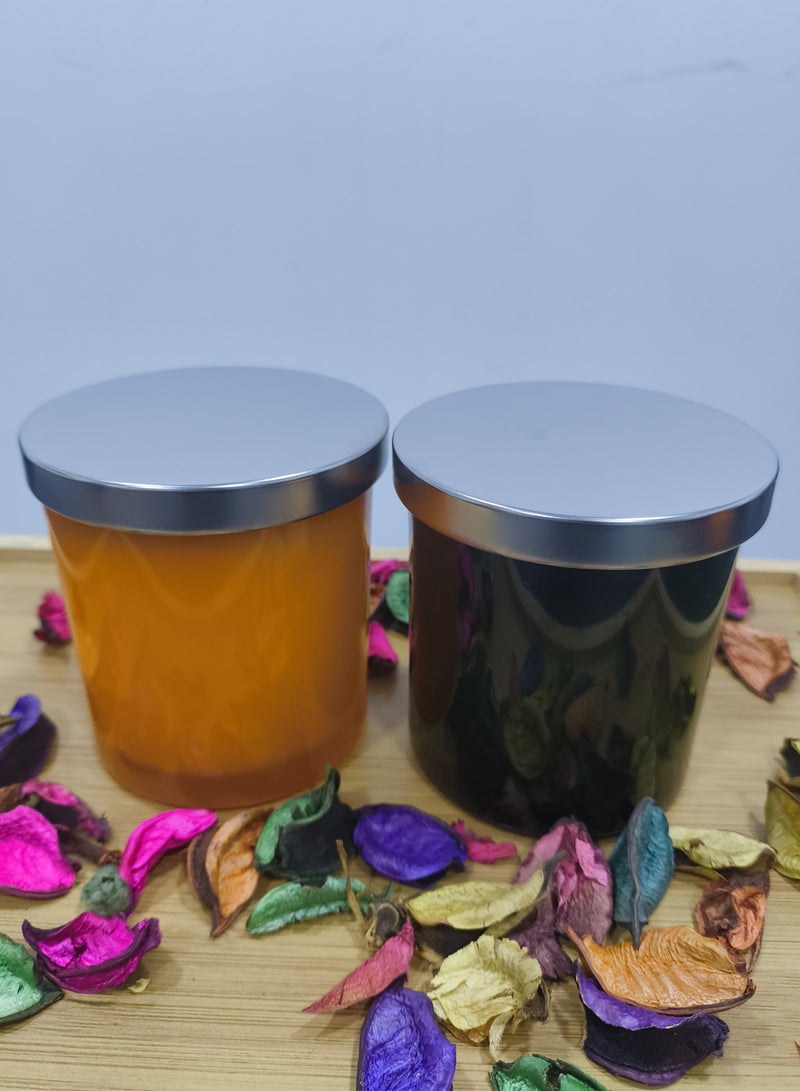 Scented Candle Set – Orange Blossom & Kakadu Water Lily, 2 x 150ml, Glass Jar, Made in UAE  - Image 1