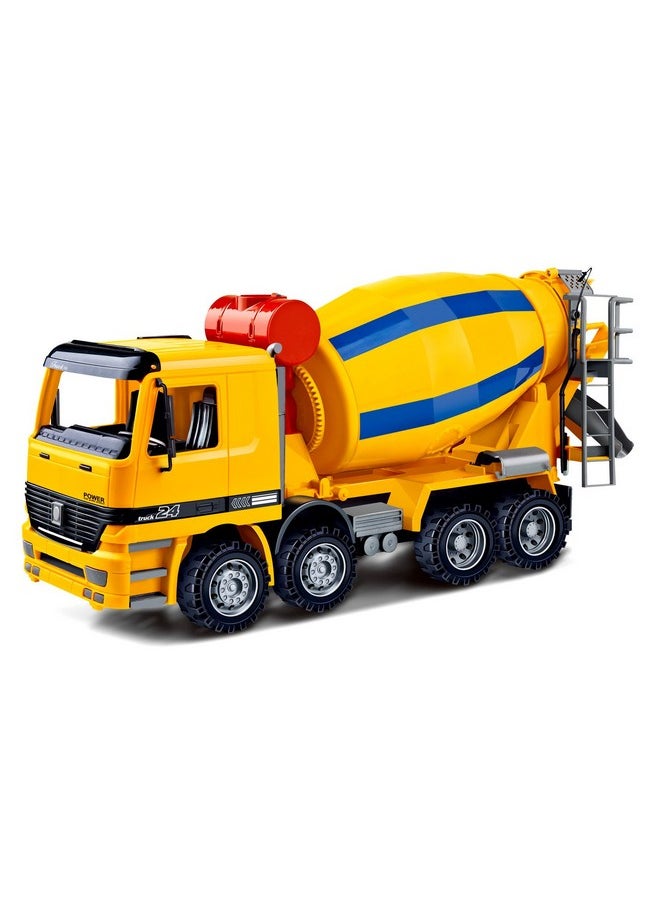 PowerTRC 14” Large Cement Mixer Truck Big Construction Vehicle Toy Friction Powered Oversized Pretend Toy Gifts Toy for Toddlers Boy Toys Age 5-6 Years Old Pretend Play  - Image 1