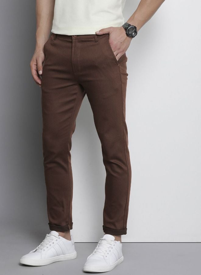 The Indian Garage Co Men Slim Fit Solid Mid-Rise Stretchable Chinos  - Image 2