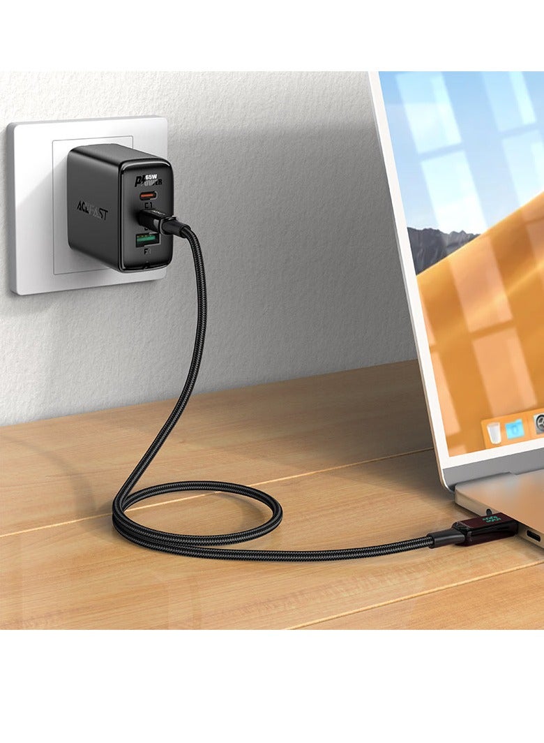ACEFAST C6-03 100W USB-C 100W zink alloy digital display braided charging data cable - Image 2