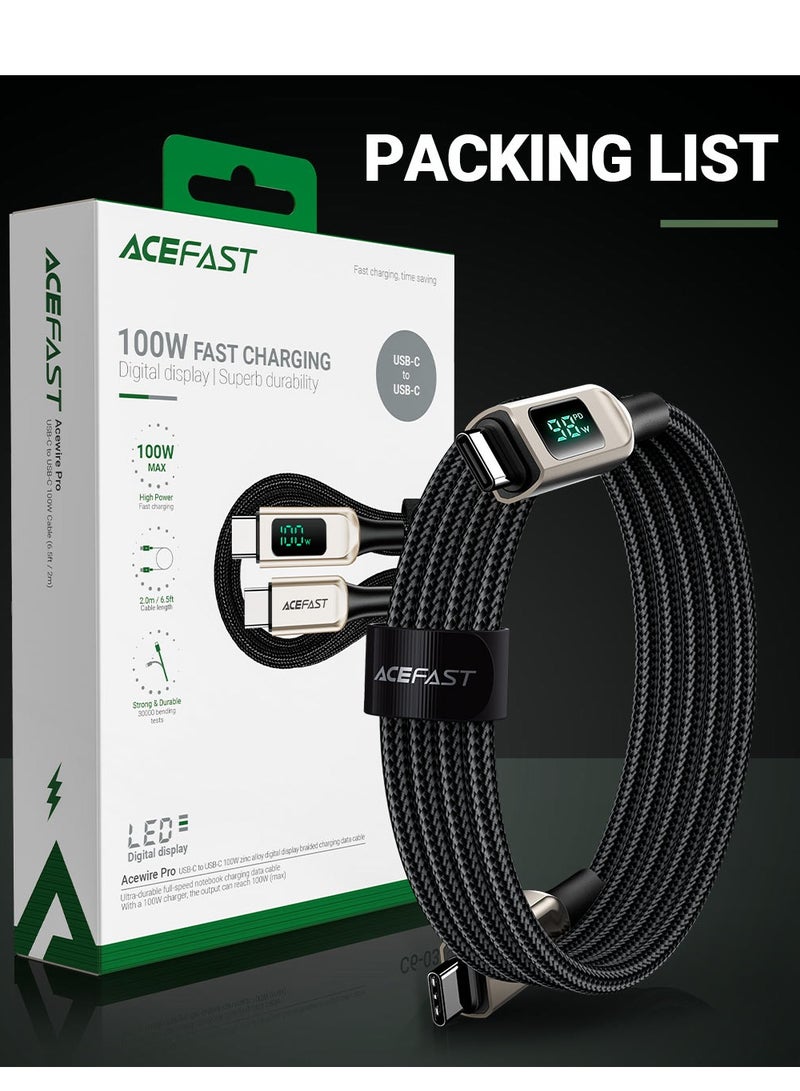 ACEFAST C6-03 100W USB-C 100W zink alloy digital display braided charging data cable - Image 5
