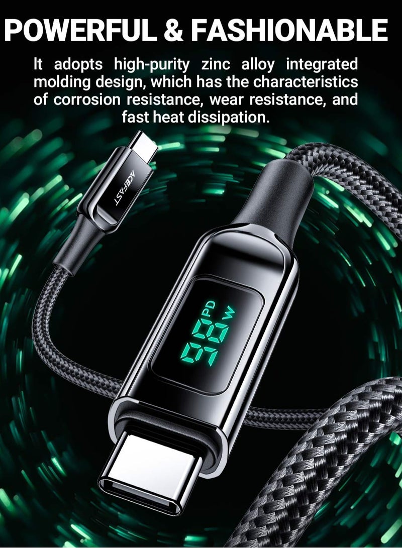 ACEFAST C6-03 100W USB-C 100W zink alloy digital display braided charging data cable - Image 3
