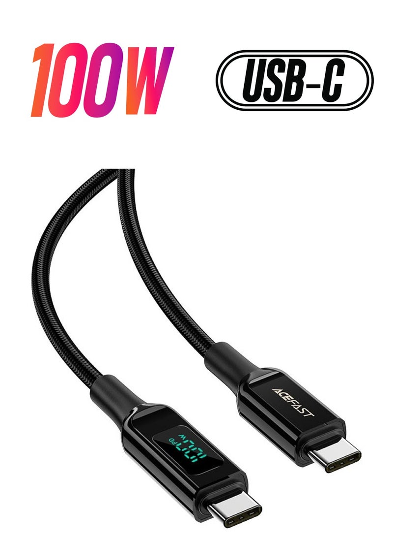 ACEFAST C6-03 100W USB-C 100W zink alloy digital display braided charging data cable - Image 1