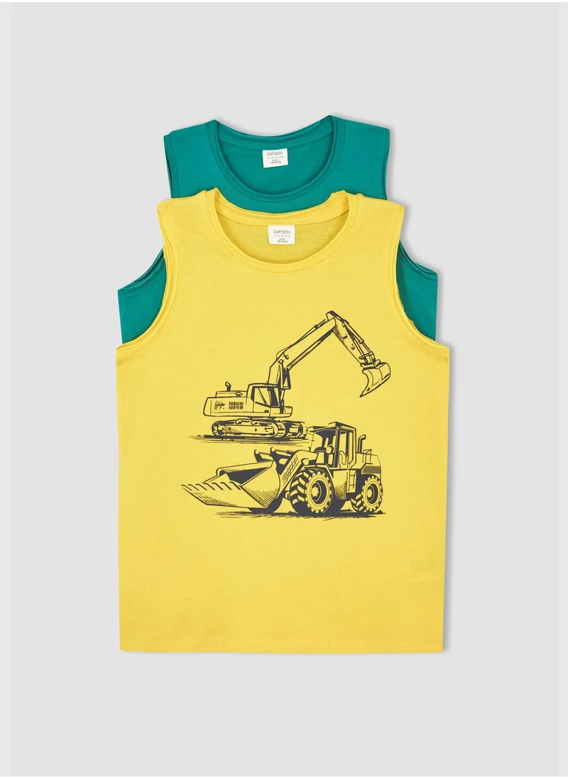 DeFacto 2 Pack Regular Fit Sleeveless Working Machine Print Vest