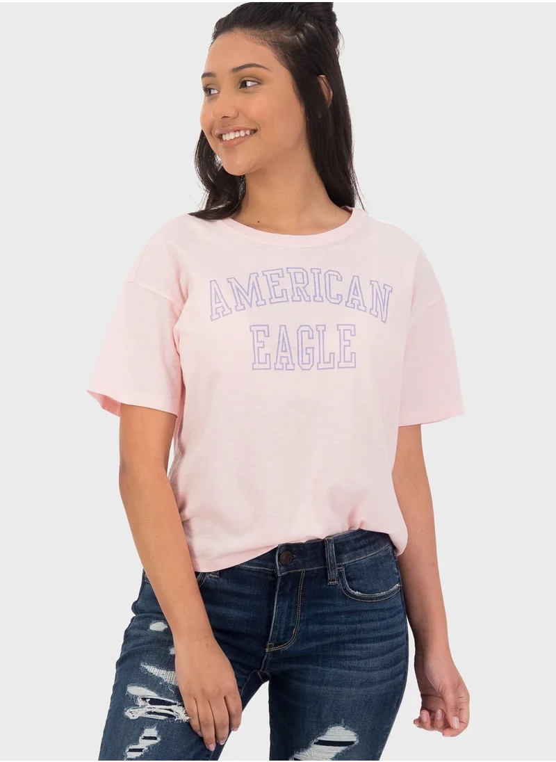 American Eagle Crew Neck Logo Detail T-Shirt