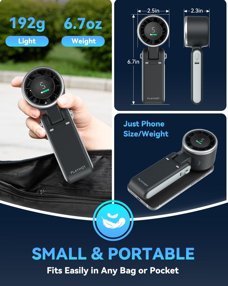 Luxury portable handheld turbo fan with stand and neck strap, five-speed turbo cooling fan, small rechargeable battery fan, up to 12 hours of operation, very quiet and strong airflow, 3-in-1 travel fan for outdoor, office, camping, and summer use. - Image 5