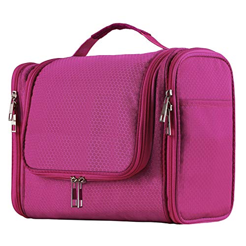 Buruis Large Capacity Waterproof Toiletry Bag for Women, Hanging Toiletry Organizer, 11"x 6.2"x 8.8", Fushcia - Image 2