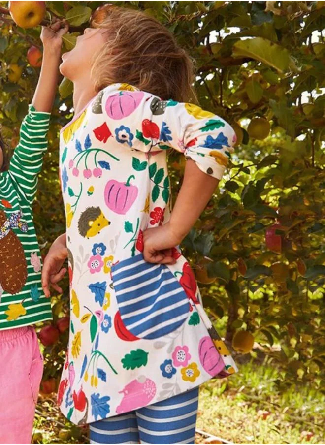 YUNIQEE White A-Line Crew Neck Printed Dress