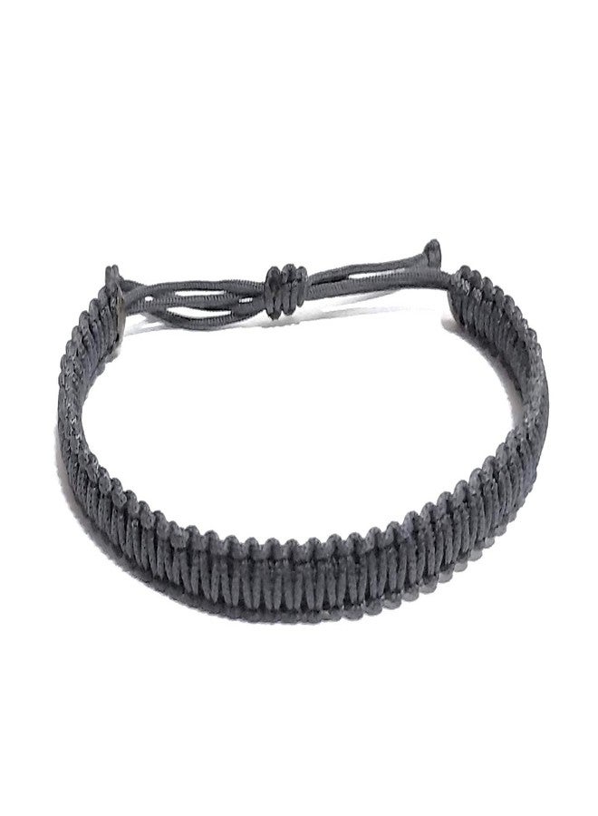 Jewel string dark grey handmade adjustable bracelet for girl boy - Image 1