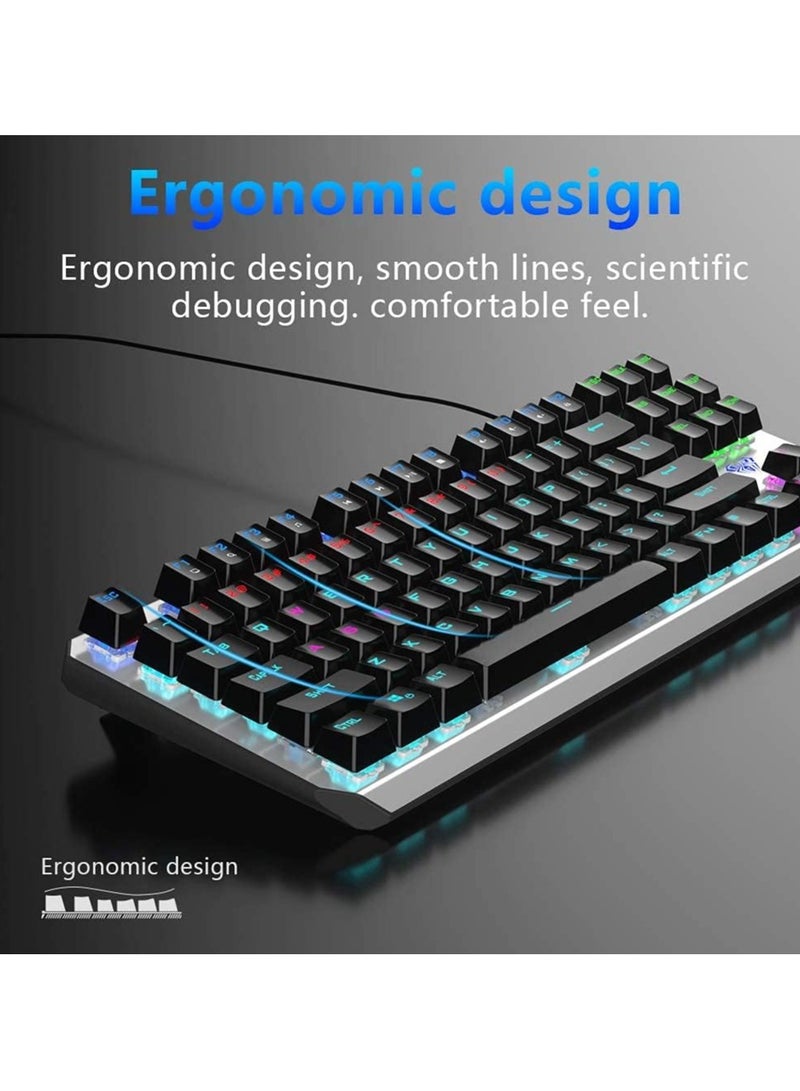 AULA F3087 Mechanical Gaming Keyboard with RGB Rainbow Backlit, ABS Keycaps, 87 Keys Anti-Ghosting Ergonomic USB Type-C Wired Computer Keyboards for Windows... - Image 5
