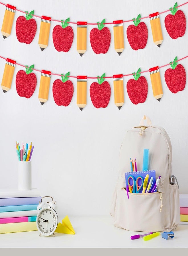 Yoshiky 2 Pcs Pencil Apple Banner for Back to School Decorations Sign Garland, First Day of School Classroom Decorations Party Supplies, 1st Teacher Banners for Classroom Home Breakfast Decor - Image 4