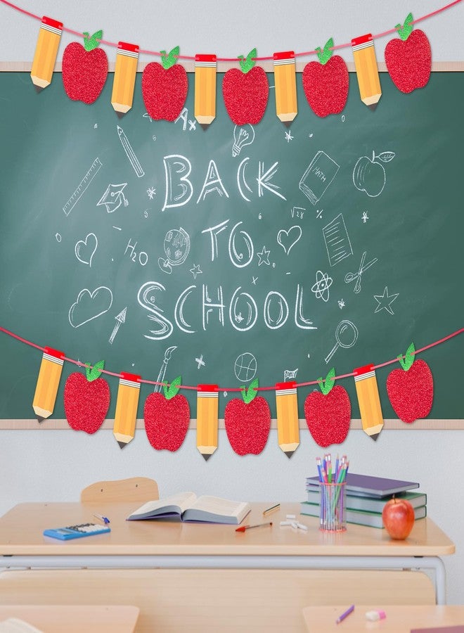 Yoshiky 2 Pcs Pencil Apple Banner for Back to School Decorations Sign Garland, First Day of School Classroom Decorations Party Supplies, 1st Teacher Banners for Classroom Home Breakfast Decor - Image 5