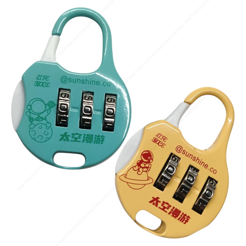 SHAKTISM Mini 3-Digit Combination Lock, Multicolour Metal Padlock for Bags and Luggage, TSA Approved -1Pc Random Design Dispatched(Password Luggage Lock -D2) - Image 5