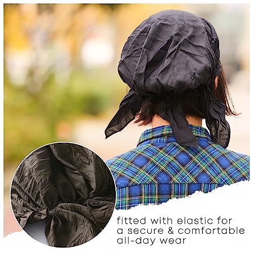 CHARM Pirate Bandana Head Scarf - Mens Balding Hair Cap Womens Headwrap Hat Chemo Wear Du Rag Cotton Summer Black - Image 2