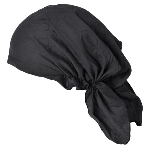 CHARM Pirate Bandana Head Scarf - Mens Balding Hair Cap Womens Headwrap Hat Chemo Wear Du Rag Cotton Summer Black - Image 1