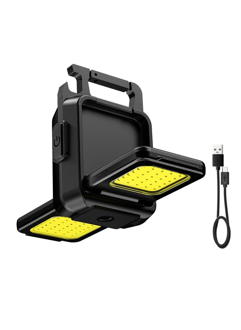 Excefore COB Mini Rechargeable Keychain Work Light, 1000 Lumens 4 Modes, Waterproof Flashlight with Folding Magnet Bracket Bottle Opener, Suitable for Walking, Camping, Repairing, Running Outdoor  - Image 1