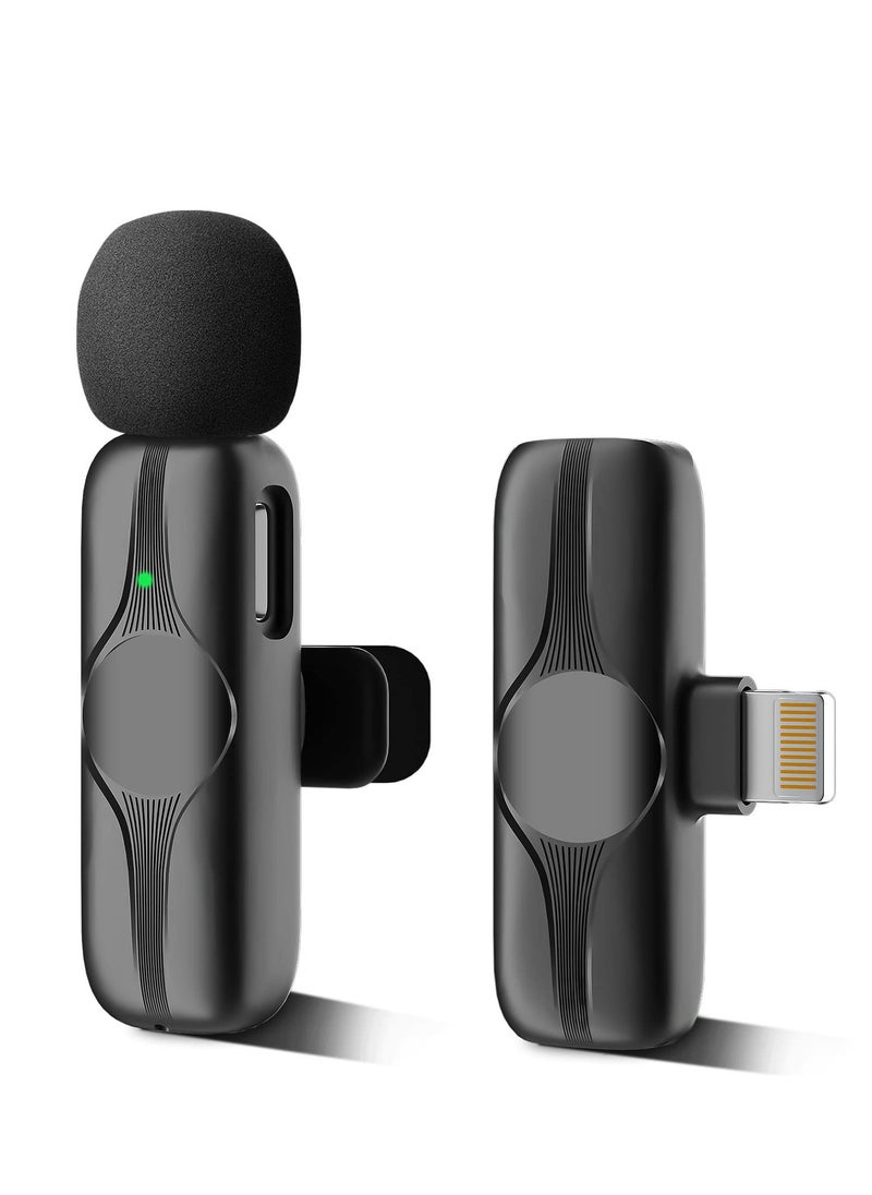 Generic - Wireless Lavalier Microphone for iPhone & iPad - Cordless Omnidirectional Condenser Mic for TikTok, Facebook, Vlogs, Interviews, Auto Sync & Noise Reduction (Black) - Image 1