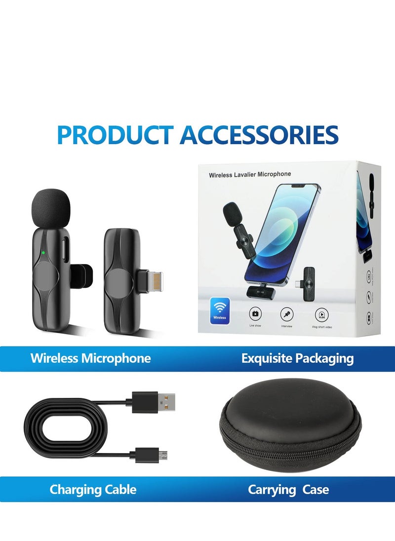 Generic - Wireless Lavalier Microphone for iPhone & iPad - Cordless Omnidirectional Condenser Mic for TikTok, Facebook, Vlogs, Interviews, Auto Sync & Noise Reduction (Black) - Image 1