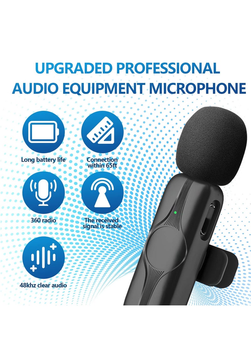 Generic - Wireless Lavalier Microphone for iPhone & iPad - Cordless Omnidirectional Condenser Mic for TikTok, Facebook, Vlogs, Interviews, Auto Sync & Noise Reduction (Black) - Image 1