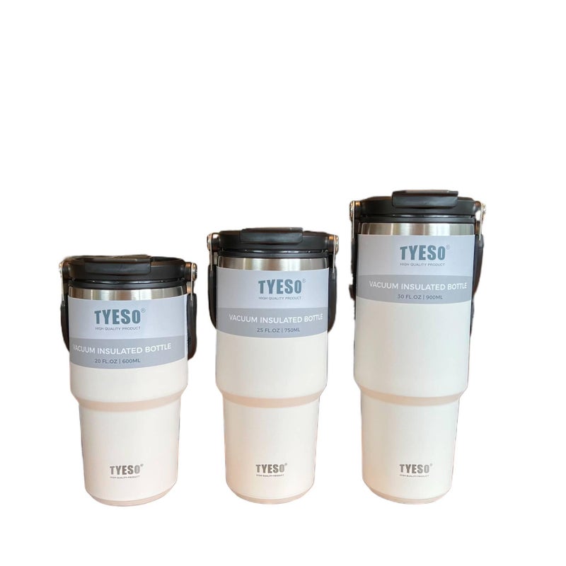 كوب قهوة للسفر بغطاء بشفاط ومناسب لحامل الأكواب من ستانلس ستيل وجدار مزدوج، أصفر، 900 ml، مناسب للتنقل مع غطاء بقشة من الستانلس ستيل للاستخدام الخارجي سهل الحمل للاستخدام العملي - Image 4