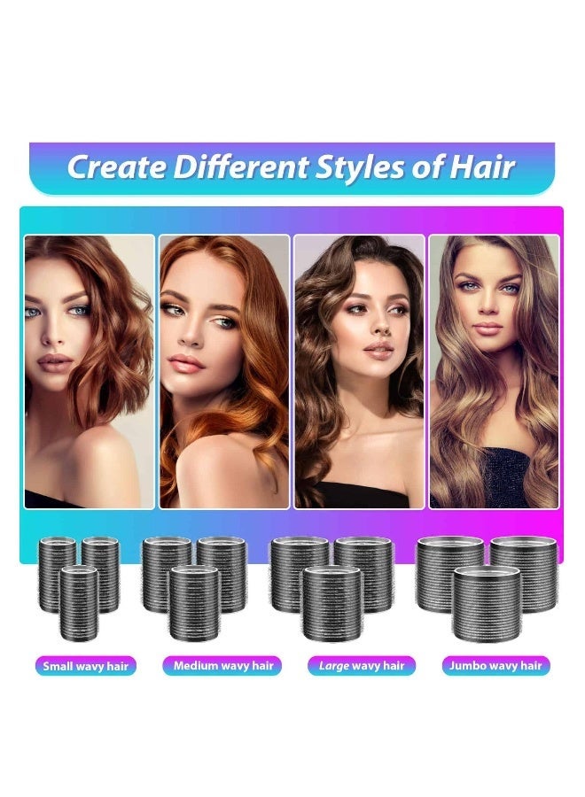 Bukela Rollers Hair Curlers 50 Pcs Set with 24Pcs Hair Rollers 4 Sizes (6 Jumbo Rollers/6 Large Rollers/6 Medium Rollers/6 Small Rollers) / 1 comb and 24 Pcs Hair Clips for Long Medium Short Hai - Image 3