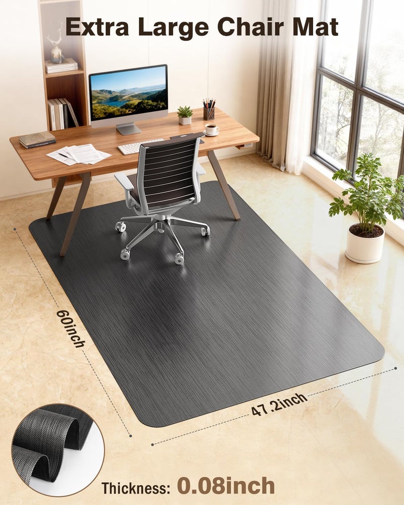 Blvornl Ultra Large Office Chair Mat for Hardwood Floor, Rolling Chair Mat for Hard Wood, Large Anti-Slip Hard Floor Protector, Heavy Duty Computer Desk Rug for Office and Home 47.2"*60" Black - Image 2