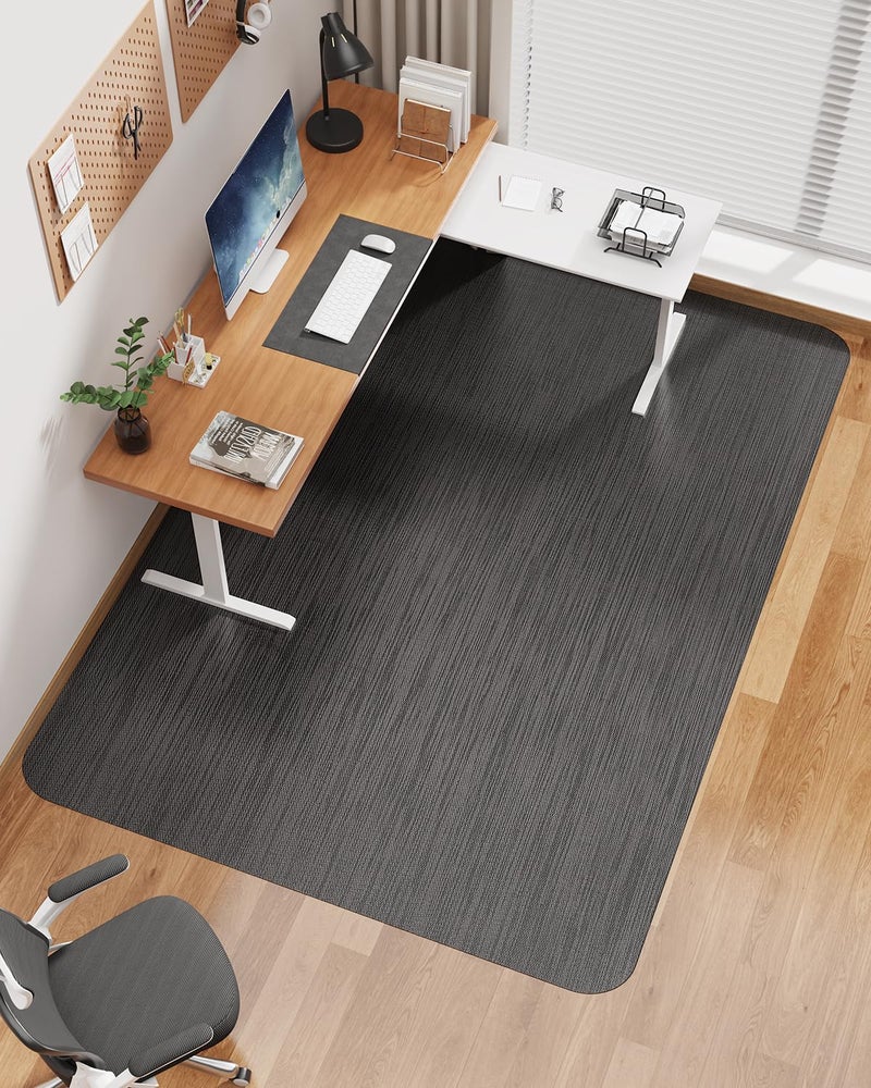 Blvornl Ultra Large Office Chair Mat for Hardwood Floor, Rolling Chair Mat for Hard Wood, Large Anti-Slip Hard Floor Protector, Heavy Duty Computer Desk Rug for Office and Home 47.2"*60" Black - Image 1