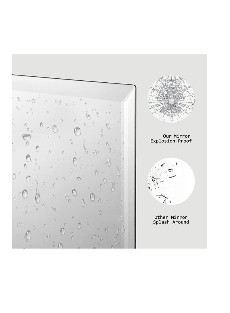 Self Adhesive Glass Mirror, Bathroom Wall Mounted Mirror, Make Up Mirror Sticker for Home Living Room Bedroom, Frameless Modern Vanity Mirror for Wall Tiles Decoration Hanging (60 * 80CM)  - Image 3