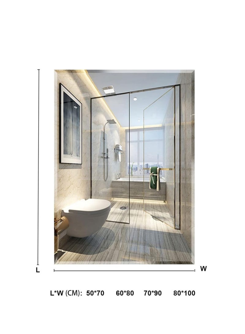 Self Adhesive Glass Mirror, Bathroom Wall Mounted Mirror, Make Up Mirror Sticker for Home Living Room Bedroom, Frameless Modern Vanity Mirror for Wall Tiles Decoration Hanging (60 * 80CM)  - Image 2