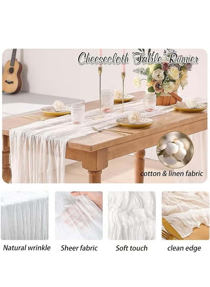 Cheesecloth Table Runner, 90 x 400 cm Boho Gauze Table Decor, Translucent Tablecloth for Wedding Reception Bridal Shower Party Decoration Table Centerpiece  - Image 4