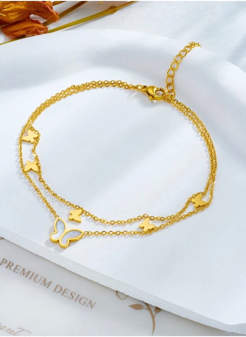 Elegance - Trendy Gold Stainless Steel Anklet For Women - Image 1