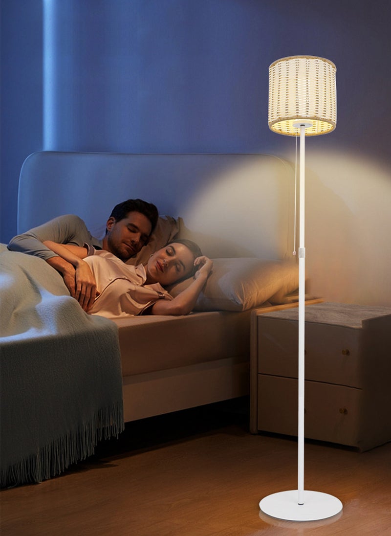 Sharpdo Cream Style Floor Lamp with Rattan Shade Adjustable Height Standing Lamp 2 Brightness Levels USB C Charging No Flicker Bright Light Zip Switch Ideal for Living Room Modern Home Decor - Image 3