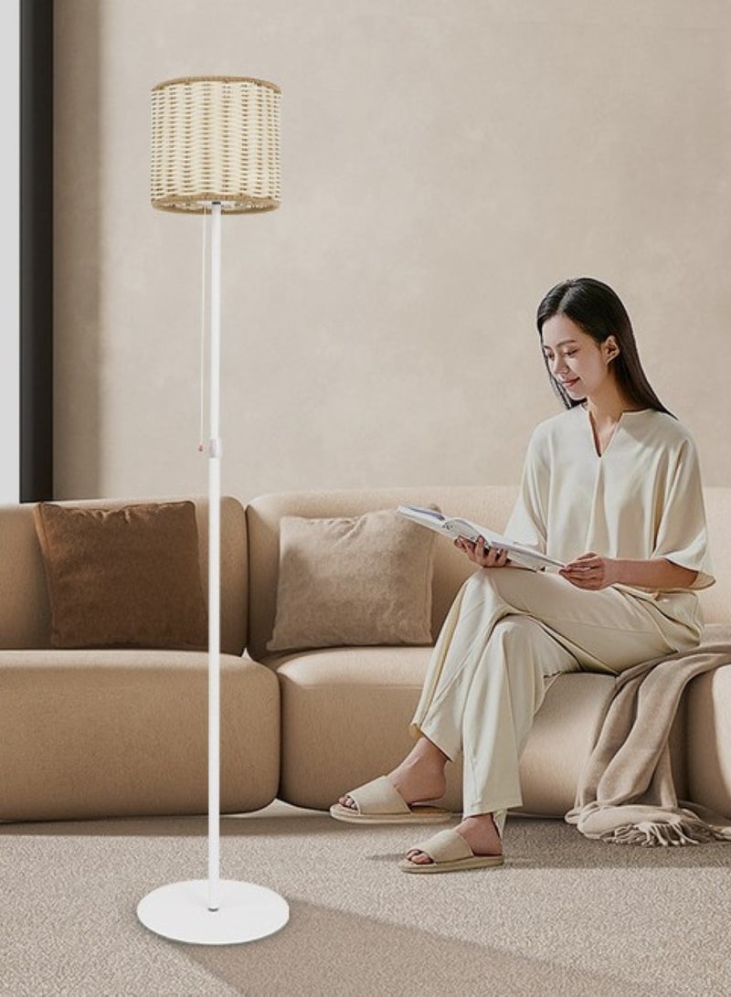 Sharpdo Cream Style Floor Lamp with Rattan Shade Adjustable Height Standing Lamp 2 Brightness Levels USB C Charging No Flicker Bright Light Zip Switch Ideal for Living Room Modern Home Decor - Image 2