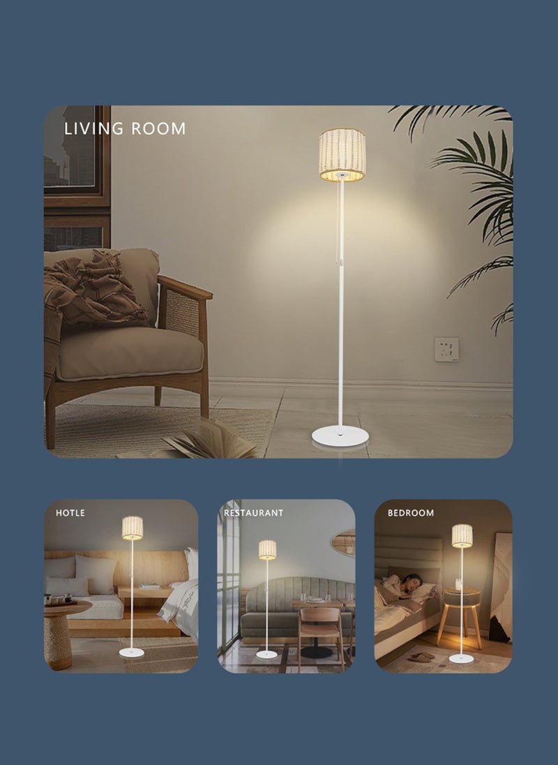 Sharpdo - Cream Style Floor Lamp with Rattan Shade Adjustable Height Standing Lamp 2 Brightness Levels USB C Charging No Flicker Bright Light Zip Switch Ideal for Living Room Modern Home Decor - Image 1