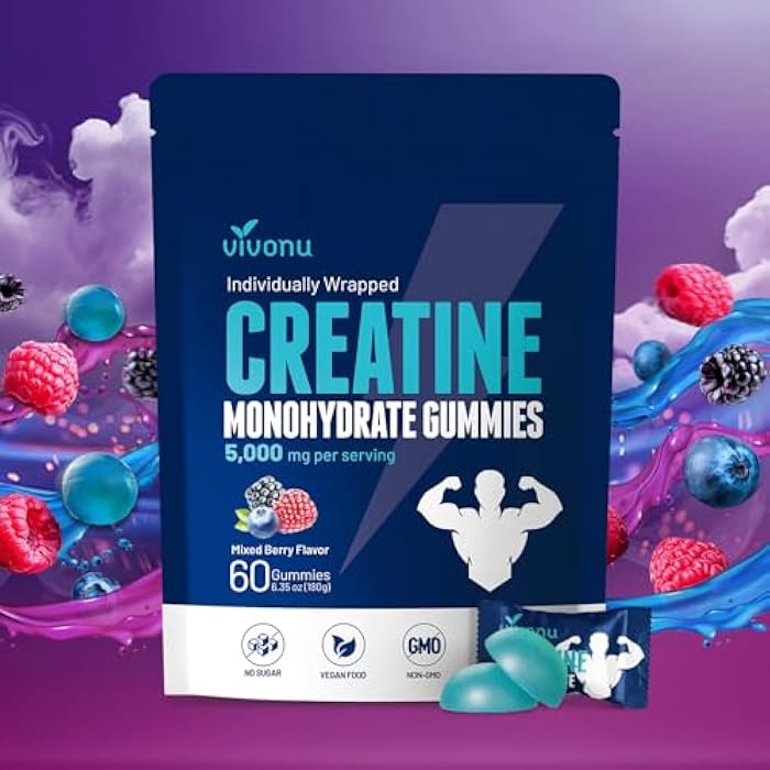 VivoNu Creatine Gummies, 5000mg Creatine Monohydrate Per Serving - Image 1
