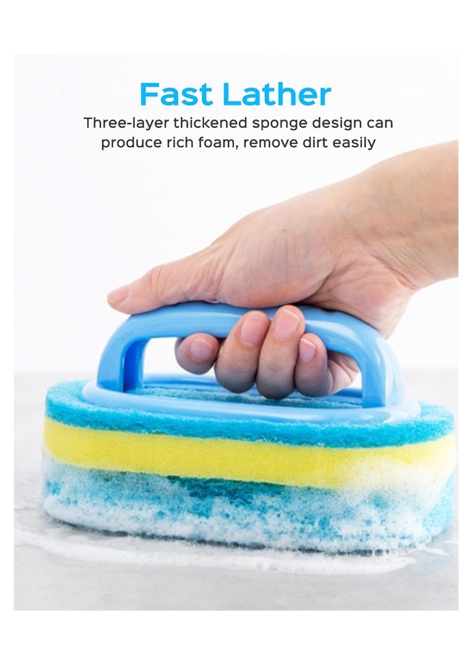 2pcs Household Cleaning Tools Quality Sponge Cleaning Brush with Handle Perfect for Daily Use in Kitchen Thick Sponge Brush - Image 4