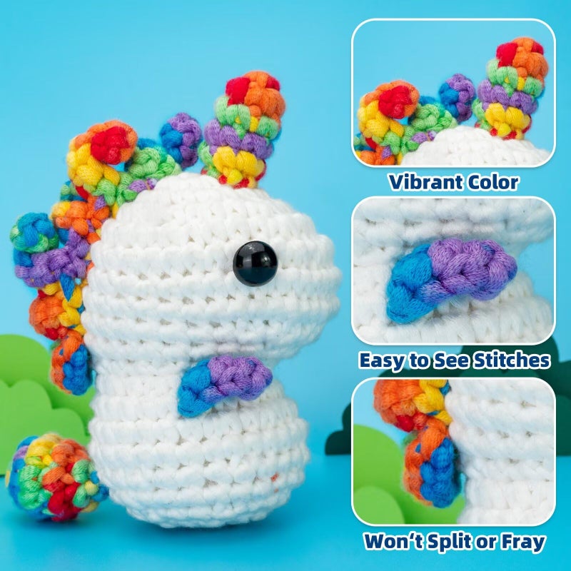 HEJIN 120g Ice Color Yarn for Crocheting and Knitting; Rainbow Yarn for Beginners with Easy-to-See Stitches;Worsted-Weight Medium #4;Yarn for Beginners Crochet Kit Making - Image 5