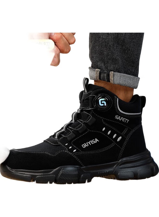 Fumer Safety Shoes For Men With Steel Toe Cap, Anti-Smashing, Anti-Puncture, High-Top, Waterproof, Ultra-Light, Safety Work Site Shoes F055Bk 40 - Image 1