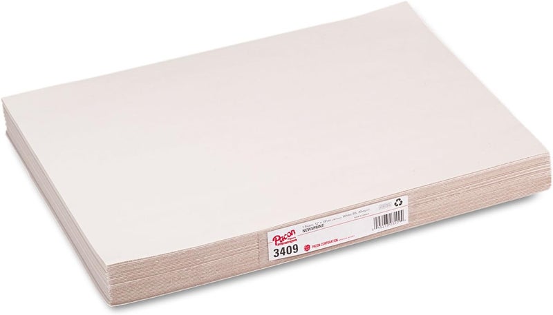 3409 White Newsprint, 30 lbs., 12 x 18, White, 500 Sheets/Pack