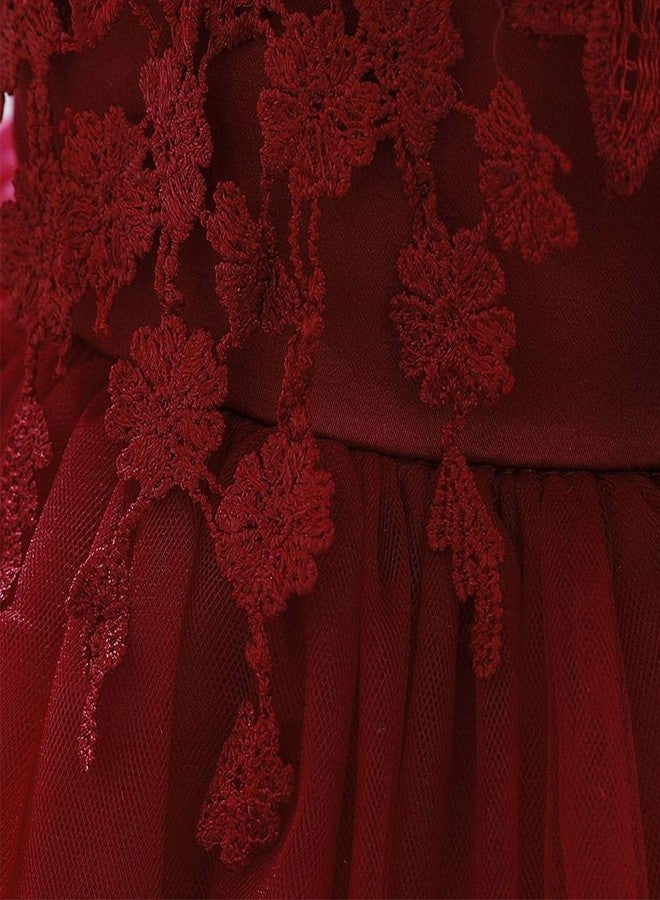 OBEEII Toddler Princess Flower Girl Dress Baby Girls Birthday Wedding Party Dresses Christmas Smash Cake Pageant Gown Red 6-12 Months - Image 5