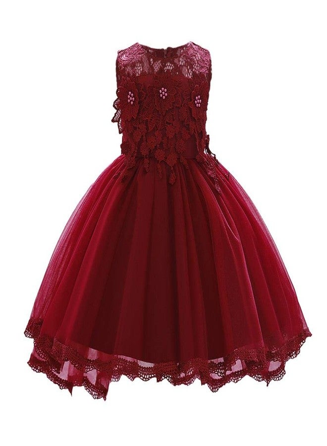 OBEEII Toddler Princess Flower Girl Dress Baby Girls Birthday Wedding Party Dresses Christmas Smash Cake Pageant Gown Red 6-12 Months - Image 1