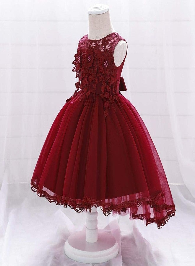 OBEEII Toddler Princess Flower Girl Dress Baby Girls Birthday Wedding Party Dresses Christmas Smash Cake Pageant Gown Red 6-12 Months - Image 2