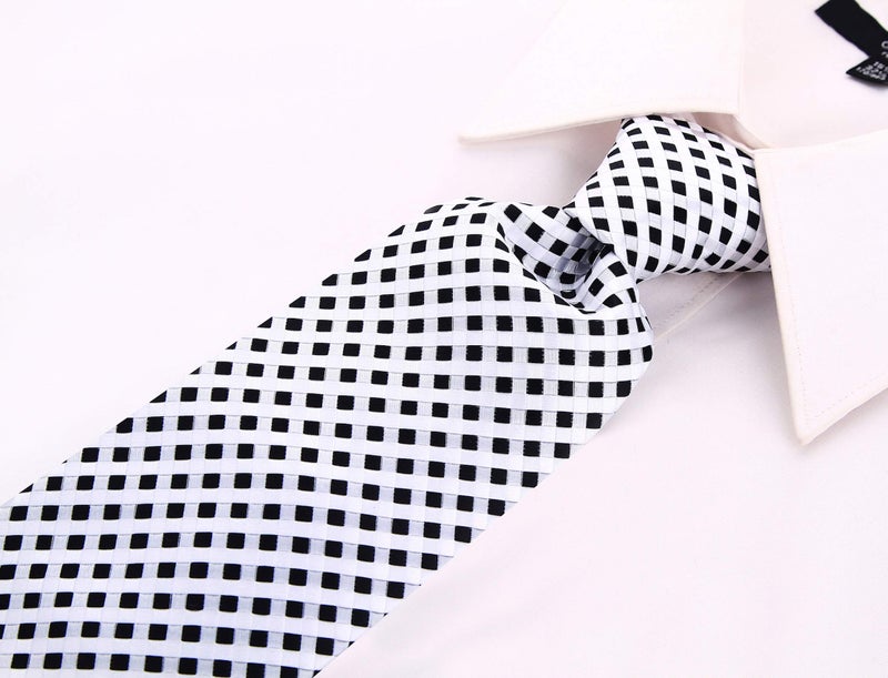 Scott Allan Collection Neckties By Scott Allan - Black and White Men's Checkered Tie - Image 5